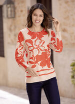 Shirt mit Flatlocknähten in 2 Farben ORANGE-BEIGE