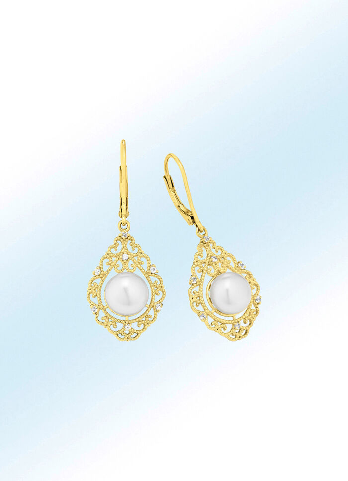 Filigrane Ohrringe mit Süsswasser-Zuchtperlen