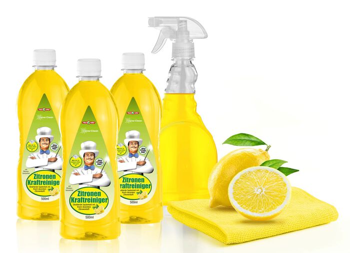 Universal-Kraftreiniger-Set, 5-teilig, zur Beseitigung von hartn&auml;ckigem Schmutz ZITRONE