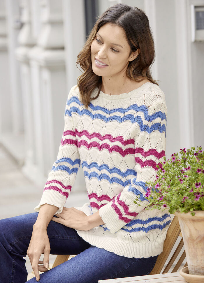 Pullover mit Mustermix im Ringeldessin 
