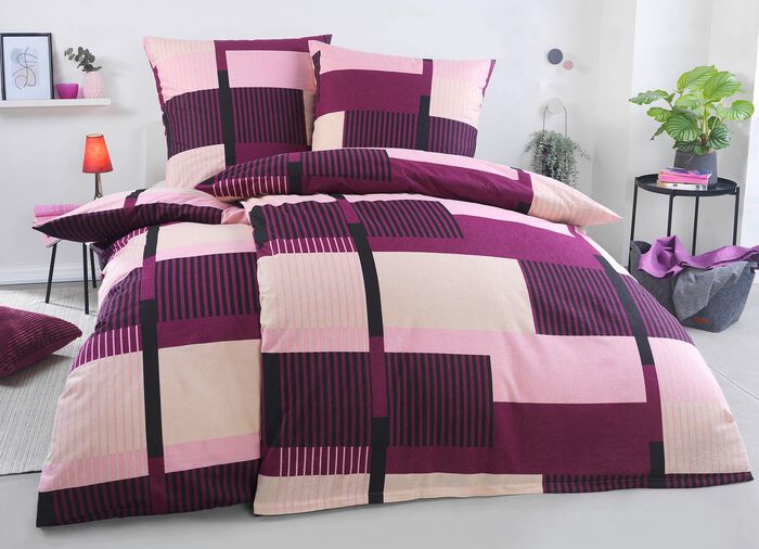 Bettw&auml;sche-Garnitur mit Reissverschluss LILA