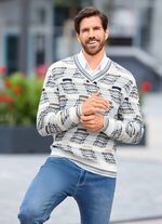 Modischer V-Pullover mit Intarsienmuster 