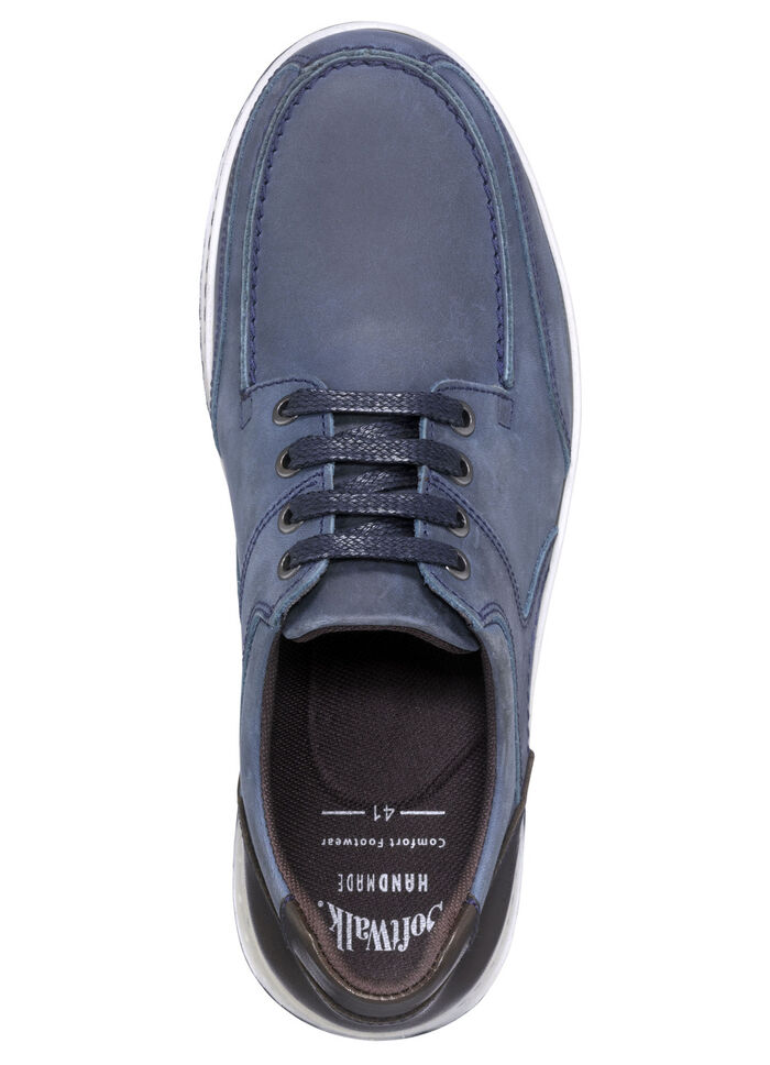 Schnürschuhe mit Kontrast-Besätzen BLAU-BRAUN