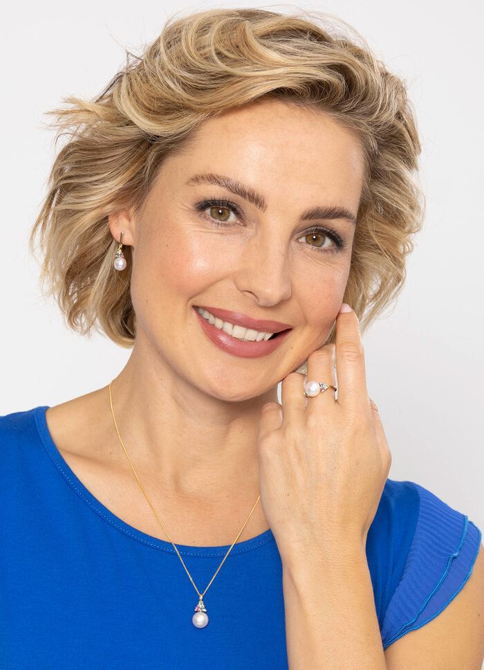 Exquisite Eleganz Ohrstecker mit S&uuml;sswasser-Zuchtperlen und Edelsteinen 