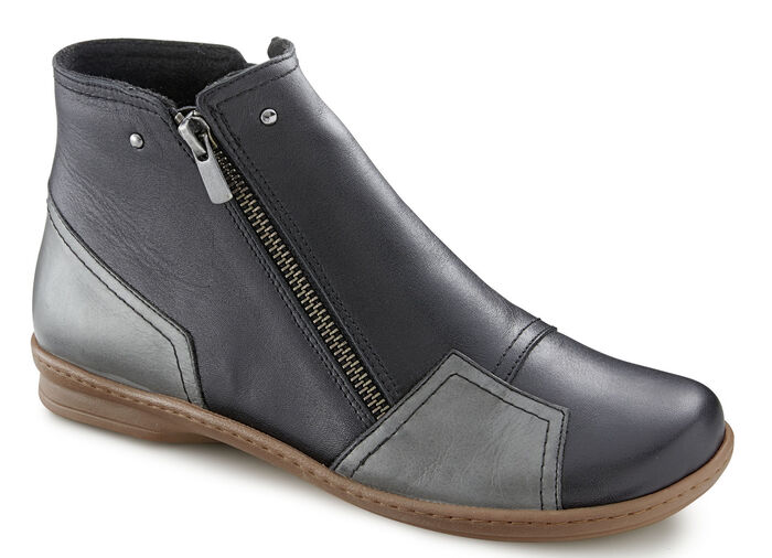 Gemini Stiefelette mit Zierreißverschluss SCHWARZ-GRAU