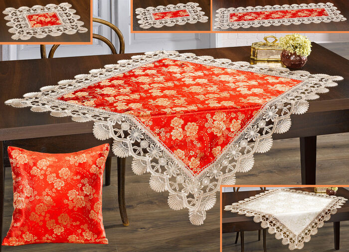 Tisch- und Raumdekoration mit Spitze an der Aussenseite 