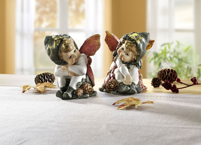 Elfenkinder aus Polyresin, 2er-Set 