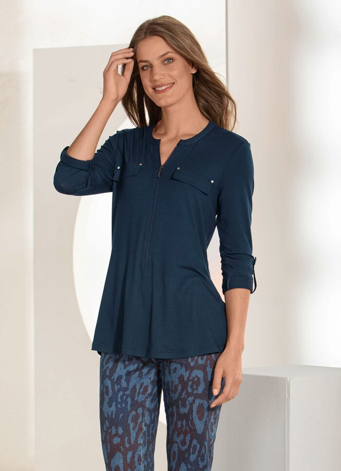 Shirt-Tunika mit modischem Stehkragen MARINE