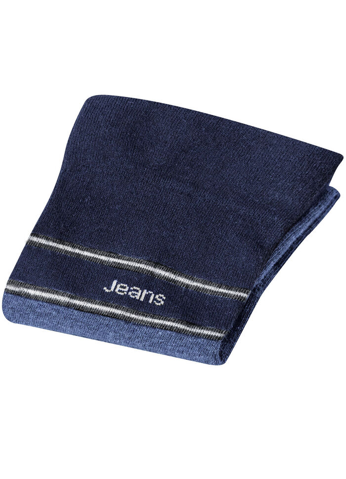 Fünferpack Socken mit druckfreiem Bund 3X MARINE-JEANSBLAU, 2X JEANSBLAU-MARINE