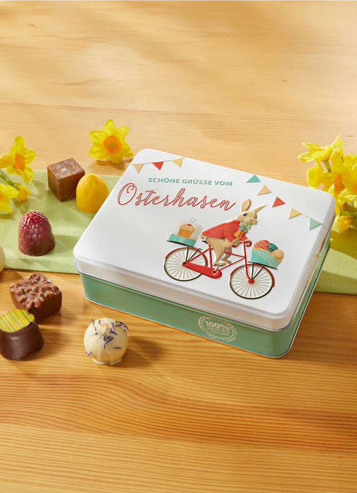 Dose aus Metall «Schönste Grüße vom Osterhasen»