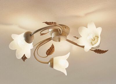 Deckenlampe aus Metall mit Glasschirmen 