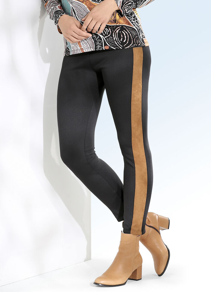 Leggings mit Verloursleder-Imitat-Einsätzen 
