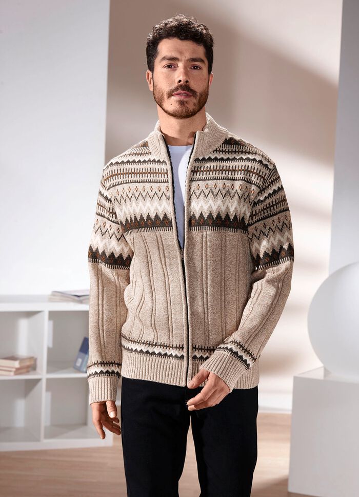 Jacke mit durchgehendem Reissverschluss BEIGE-BRAUN MELIERT