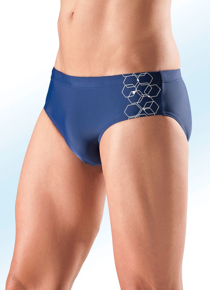 Naturana Badehose in Slipform mit platziertem Druckdessin 