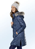 Kurzmantel in 2 Farben mit seitlicher Längssteppung RAUCHBLAU