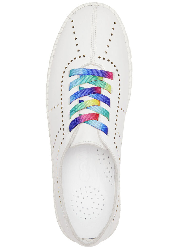 Gemini Schnürschuh mit Schnürsenkel in Regenbogen-Farben WEISS