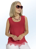 Top mit Spitzen-Besatz in 4 Farben 