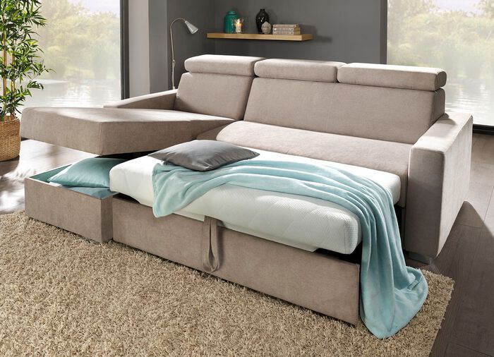 Polsterm&ouml;bel mit Bettfunktion und verstellbaren Kopfst&uuml;tzen 