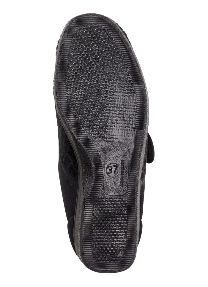 Laurina, klassische Damen-Klettschuhe, mit elastischem Samt SCHWARZ