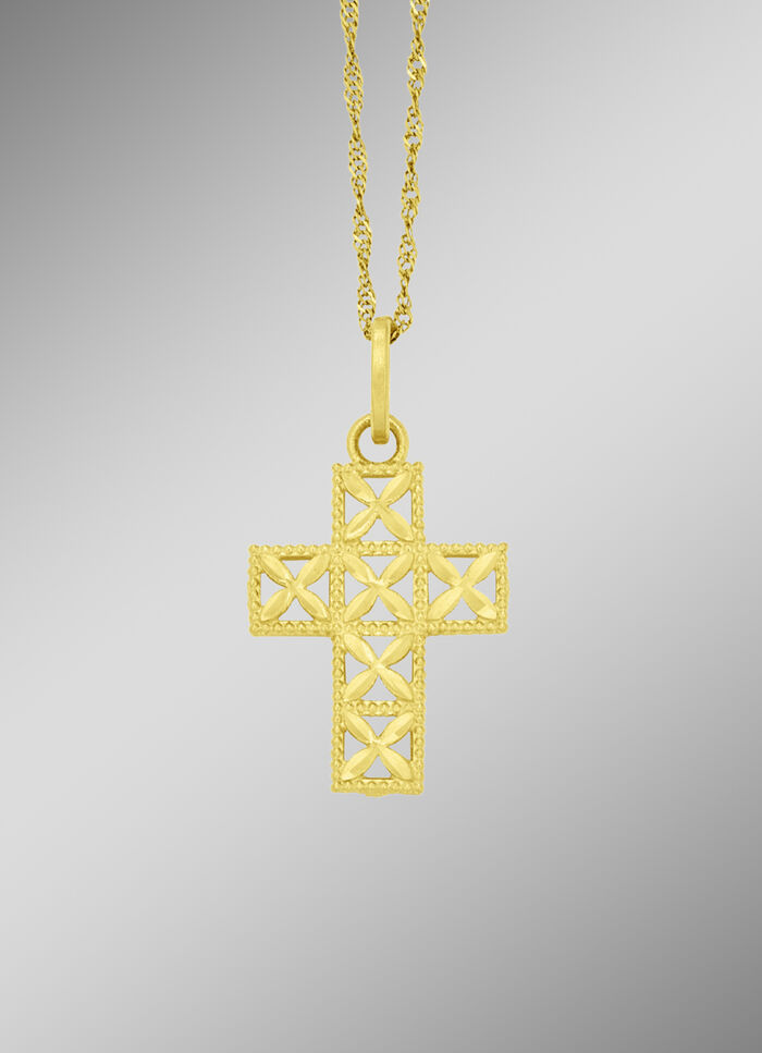 Durchbrochener Kreuz-Anh&auml;nger aus Gold 