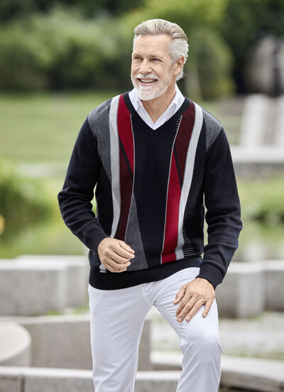 Schöner V-Pullover in 2 Farben 