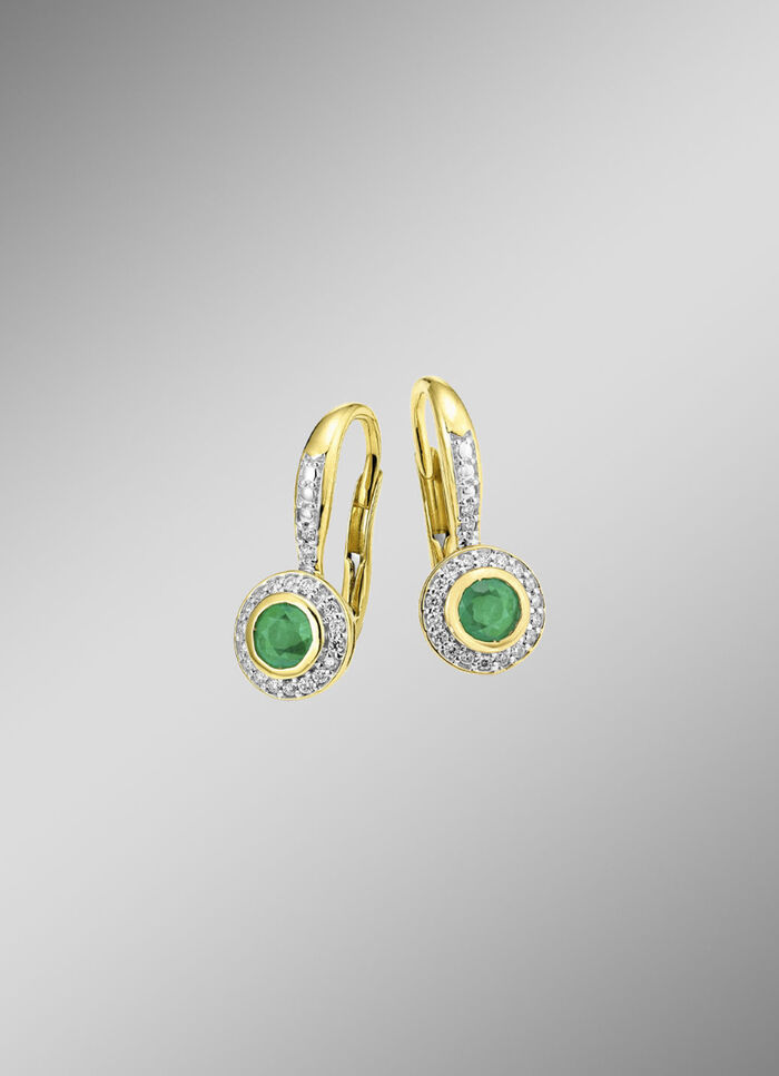 Elegante Ohrringe mit Brillanten und Smaragd 
