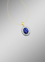 Anhänger mit echten Diamanten und echt blauem Safir 