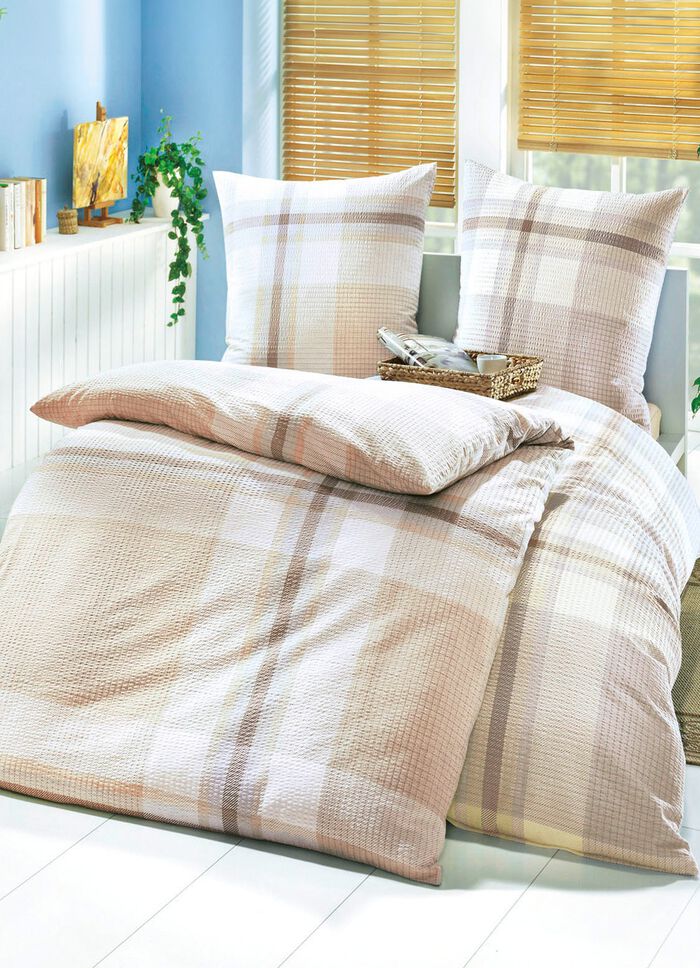 &laquo;biberna&raquo; Bettw&auml;sche-Garnitur aus w&auml;rmendem Biber BEIGE