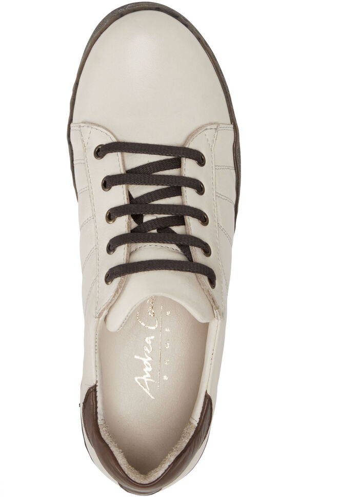 Andrea Conti Schnür-Sneaker mit rückwärtigem Kontrast-Besatz BEIGE