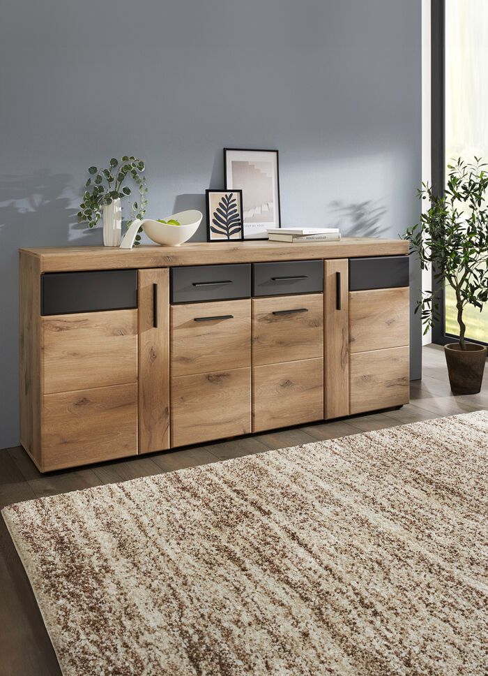 Kommode mit anthrazitfarbenen Elementen 