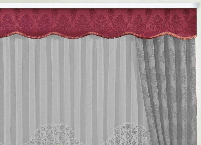 Apart gebogte Vorhangbordüre WEINROT