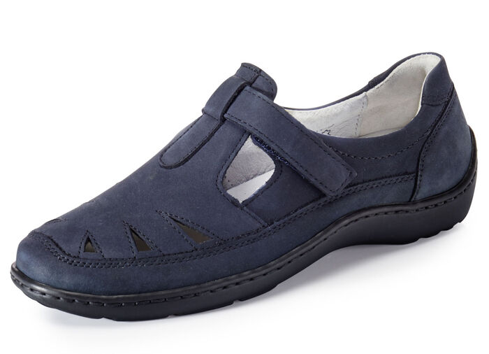 Waldläufer, bequeme Damen-Slipper, Weite H, mit herausnehmbarem Fussbett MARINE