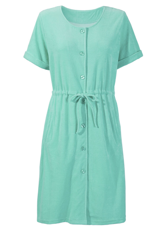 Frottier-Kleid mit durchgehender Knopfleiste MINT