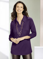 Shirt-Tunika mit krempelbaren Ärmeln AUBERGINE