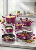 XXL-Topfset mit Antihaft-Keramikbeschichtung und Silikon-Glasdeckeln BEERE