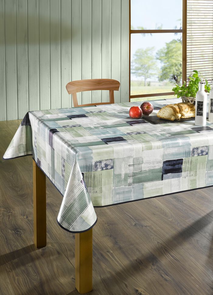 Wachstuch-Tischdecke in Patchwork-Optik GR&Uuml;N-BUNT