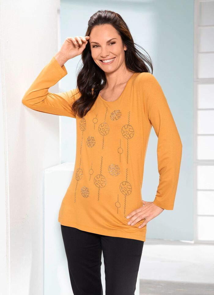 H&uuml;bsches Shirt mit Pl&auml;ttchenzier in 2 Farben MESSING