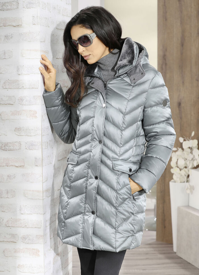 Jacke mit abnehmbarem Kunstpelz-Besatz am Kragen 