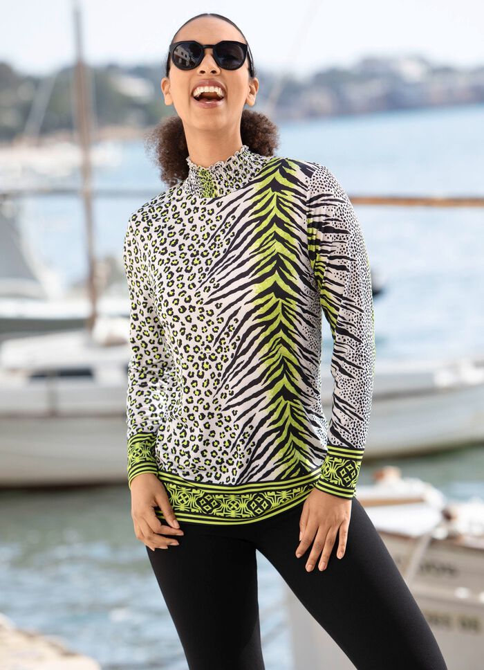 Shirt mit farbbrillantem Allover-Dessin in 2 Farben 