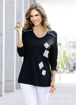 Schwarzes Shirt mit weisser Paspelierung