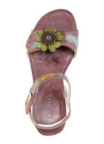 Laura Vita Sandalette mit Bl&uuml;tenschmuck BURGUND-BUNT