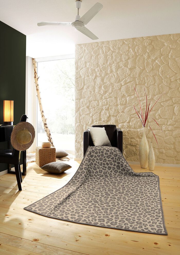 Schlafdecke mit Veloursbandeinfassung BEIGE-BRAUN