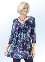 Longshirt mit Allover-Dessin in 2 Farben PETROL-BUNT