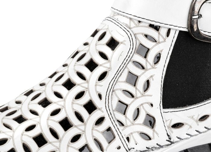 Gemini, sommerliche Damen-Boots, Weite G, mit herausnehmbarem Fussbett WEISS-SCHWARZ