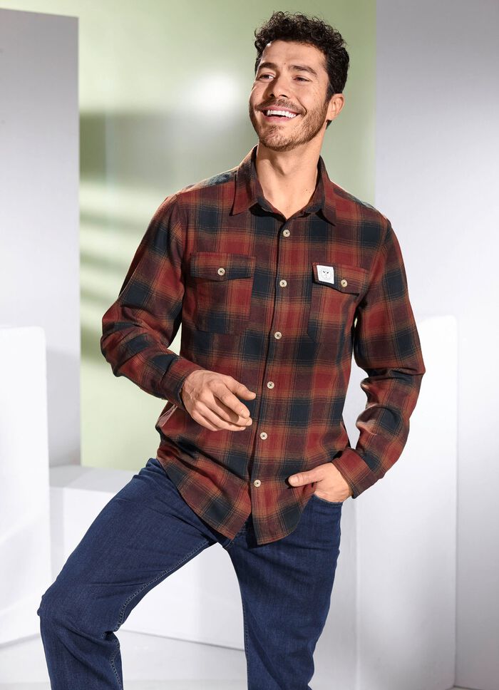 Kariertes Hemd mit Brustpattentaschen ROST-MARINE KARIERT