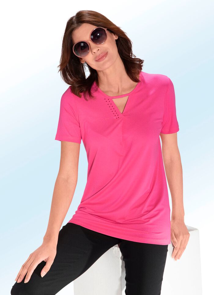 Shirt mit Strasszier in 2 Farben PINK