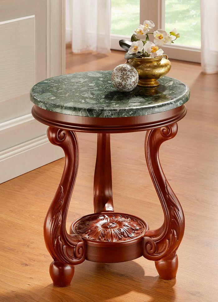 Wohnzimmertische mit Tischplatte aus Marmor-Konglomerat NUSSBAUM-GR&Uuml;N