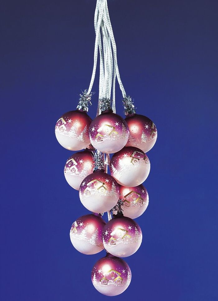 Thüringer Glaskugelgehänge, 10-flammig LILA