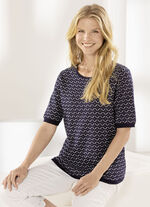 Pulli in Jacquard-Dessin MARINE-ECRU