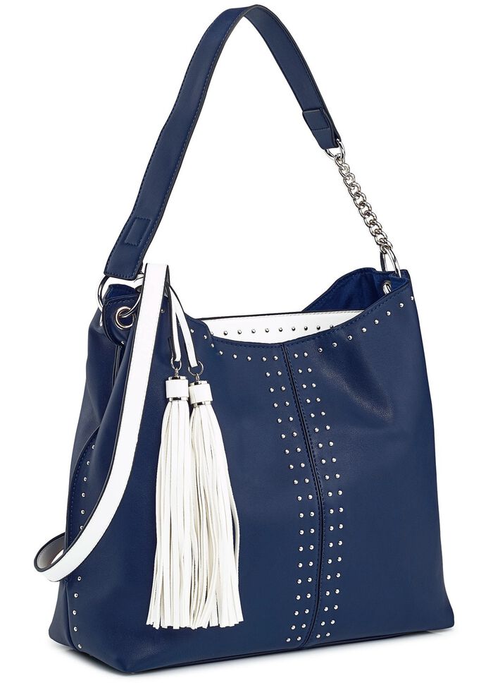 Collezione Alessandro Tasche mit Nietenzier MARINE-WEISS